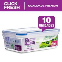 Kit com 10 potes plásticos herméticos alta qualidade click fresh (10x500ML)