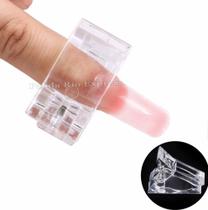 Kit Com 10 Presilhas Transparentes De Acrílico Curvatura Unha Gel Fibra Manicure