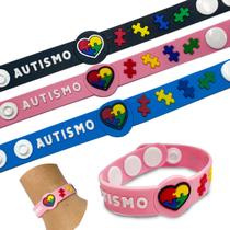 Kit com 10 pulseiras emborrachadas identificação autismo cores sortidas