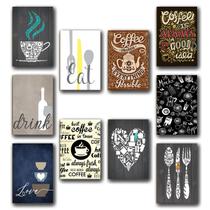 Kit Com 10 Quadros Placa MDF Decoração Área Gourmet Café