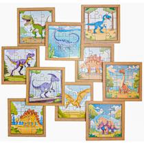 Kit Com 10 Quebra Cabeça Dinossauros Brinquedo Educativo