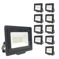 Kit com 10 Refletor Led 20w Branco Frio Holofote Prova D'água