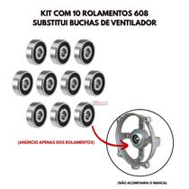 Kit com 10 Rolamentos 608 Para Adaptar Em Ventilador Arno Britania Philco Cadence ZZC3 Kit com 10 Rolamentos 608 Para Adaptar Em Ventilador Arno Britania Philco Cadence ZZC3