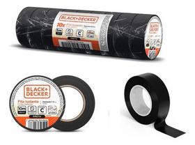 Kit Com 10 Rolos Fita Isolante Black+decker Preta 18mm X 20m