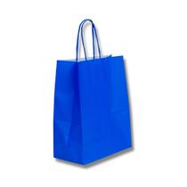 Kit com 10 Sacolas de Papel Azul 23,5x10x31,5cm com Alça Kit com 10 Sacolas de Papel Azul 23,5x10x31,5cm com Alça