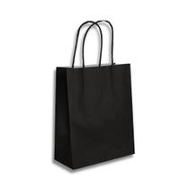 Kit com 10 Sacolas de Papel Preta 23,5x10x31,5cm com Alça