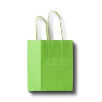 Kit com 10 Sacolas de Papel Verde Limão G 23,5x10x31,5cm com Alça