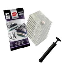 Kit com 10 Sacos Organizador a Vácuo 60x80cm 1 bomba manual
