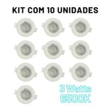 Kit com 10 Spot LED de Embutir no Gesso 3W 6500K redondo Bivolt - AVANT
