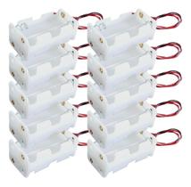 Kit com 10 Suporte Porta 4 Pilhas Aa Com Rabicho 4 Slots na cor Branco para Projeto como Arduino, PIC, Robotica, NodeMCU, ESP Eletrônica Kit com 10 Suporte Porta 4 Pilhas Aa Com Rabicho 4 Slots na cor Branco para Projeto como Arduino, PIC, Robotica, NodeMCU, ESP Eletrônica