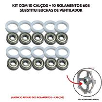 Kit com 10 suportes/Calço + 10 Rolamentos 608 substitui Buchas Kit com 10 suportes/Calço + 10 Rolamentos 608 substitui Buchas