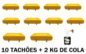 kit com 10 Tachões de sinalização com cola - conduz - bi direcional corpo e refletivos amarelos