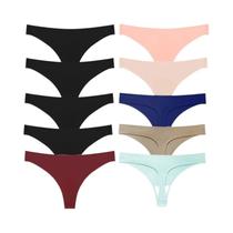 Kit com 10 Tangas de Cetim Sem Costura - Lingerie Sexy e Confortável
