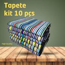Kit com 10 Tapetes Trançado Nylon Malha tradicional Coloridos Cozinha Quarto Porta Varanda