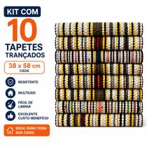 Kit com 10 Tapetes Trançado tradicional Coloridos Cozinha Quarto Porta Varanda