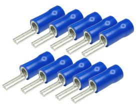 Kit Com 10 Terminais Conector Pré Isolado Pino Agulha 16mm Azul (pino Chato) Retardante à chamas 16mm²