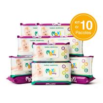Kit com 10 Toalhas Lenços Umedecidos Hipoalergênico 100un Cada Maxi Baby Kit com 10 Toalhas Lenços Umedecidos Hipoalergênico 100un Cada Maxi Baby