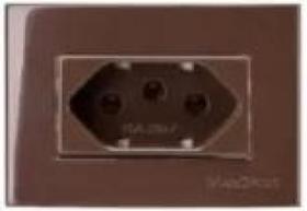 Kit Com 10 Tomada Para Moveis Margirius 2P+T Marrom 10A 250V