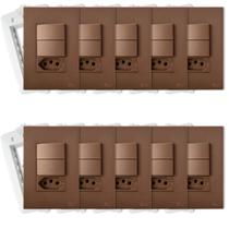 Kit Com 10 Tomadas 20A Com Interruptor Duplo Simples Corten