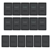 Kit Com 10 Tomadas Dupla 10a + 6 Interruptores Preto - Fame Kit Com 10 Tomadas Dupla 10a + 6 Interruptores Preto - Fame