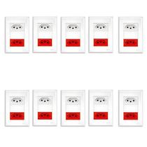 Kit Com 10 Tomadas Dupla 20a 2p+t 4x2 Branca E Vermelha 250v Padrão Br