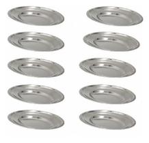 Kit Com 10 Travessa de Inox Oval Rasa 21,5 x15cm