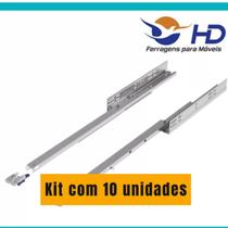 Kit Com 10 Trilho Corrediça Oculta HD Sof10 Closing 400mm Caixa com 10 unidades Kit Com 10 Trilho Corrediça Oculta HD Sof10 Closing 400mm Caixa com 10 unidades