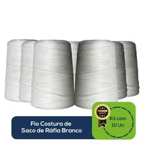 Kit Com 10 Un Fio Costura de Saco de Ráfia Branco Kit Com 10 Un Fio Costura de Saco de Ráfia Branco