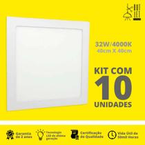 Kit com 10 unidades da placa de led embutir de 40cm x 40cm e 4000k