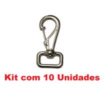 Kit com 10 Unidades Mosquetão 25 mm Reforçado Niquelado com Trava de Segurança