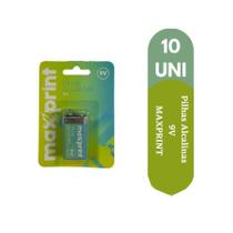 Kit Com 10 Unidades Pilhas Alcalinas 9V Maxprint Kit Com 10 Unidades Pilhas Alcalinas 9V Maxprint