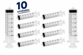 Kit com 10 unidades Seringa 60mL Luer Slip Sem Agulha -Medix