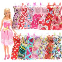 Kit com 10 vestidos casuais para bonecas - compatível com as marcas barbie e frozen