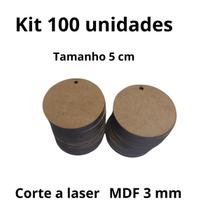 Kit Com 100 Bolachas 5 Cm Com 1 Furo Mdf Crú Círculo Aplique