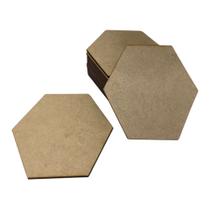 Kit Com 100 Bolachas 6 cm Sextavada Placa Chapa MDF 3mm