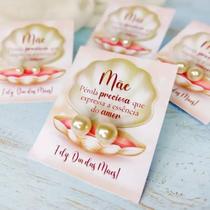 Kit Com 100 Brincos Pérola +Tag Dia Das Mães Lembrancinha Kit Com 100 Brincos Pérola +Tag Dia Das Mães Lembrancinha