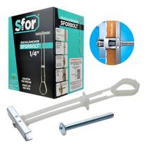 Kit Com 100 Bucha Parafuso Gesso Drywall Bloco 1/4 Sforbolt