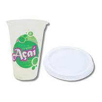 Kit com 100 Copos para Açaí 330ml 100 Tampas Sem Furo