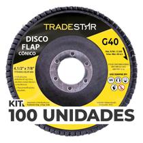 Kit Com 100 Disco Flap Conico 4.1/2 X 7/8 Fds115-40Fc Z40 Kit Com 100 Disco Flap Conico 4.1/2 X 7/8 Fds115-40Fc Z40