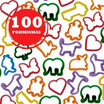 Kit com 100 forminhas de cortar massinha - Plástico