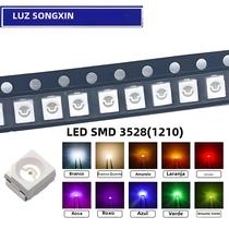 Kit com 100 LEDs SMD - Cores Variadas (Verde, Vermelho, Branco, Azul, Amarelo, Rosa, Roxo, UV, Laranja e RGB)