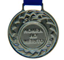 Kit Com 100 Medalhas de Prata M30 Esportiva Honra ao Mérito Com Fita Azul Crespar
