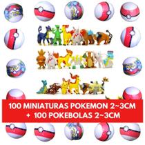 Kit Com 100 Miniaturas Pokémon + 100 Pokebolas 2-3cm Coleção - amazingg