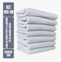 Kit com 100 - Pano De Prato Liso - Branco - Neves Patty - Cozinha - Pintar E Bordar - 65x45cm