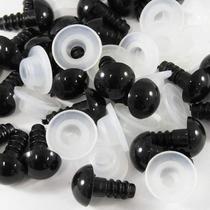 Kit com 100 Pares de Olhos Amigurumi para Boneca, Fantoche, Ursinho e Pelúcia de 6 a 14mm Cor Preto, Castanho, Azul, Verde e Amarelo