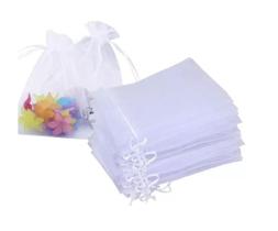 Kit Com 100 Saquinhos De Organza 7X9 Cm - Branco