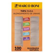 Kit Com 100 Tips de Alongamento de Unhas Quadrada Natural Kit Com 100 Tips de Alongamento de Unhas Quadrada Natural