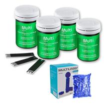 Kit Com 100 Tiras De Glicemia Fita + 100 Lancetas Medir Glicose - Multilaser