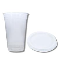 Kit Com 100 Un Copo Plastico Liso Kopus 330 Ml Mais Cod 053 100 Un Tampa Sem Furo Para Milk Shake 330 Ml