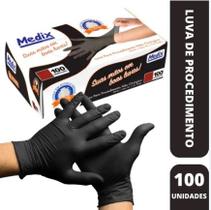 Kit com 100 Unidades Luva de nitrilo preta Medix Kit com 100 Unidades Luva de nitrilo preta Medix